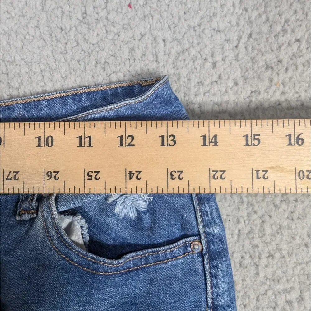Forever 21 Denim Skirt Size 27 Distressed Micro Miniskirt Raw Hem Grunge Y2K